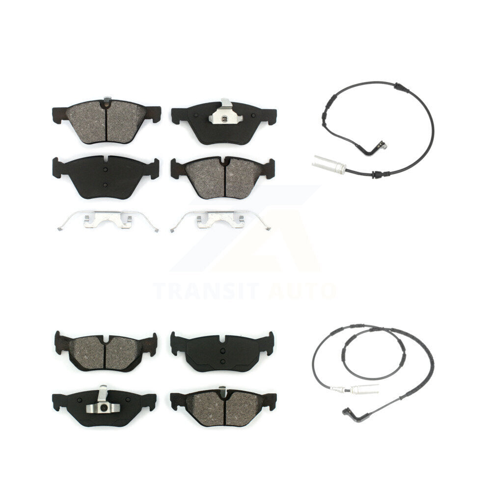 Semi-Metallic Brake Pad & Wear Sensor Front Rear Kit For BMW 128i 328i 323i 325i
