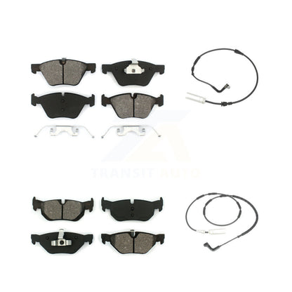 Semi-Metallic Brake Pad & Wear Sensor Front Rear Kit For BMW 128i 328i 323i 325i
