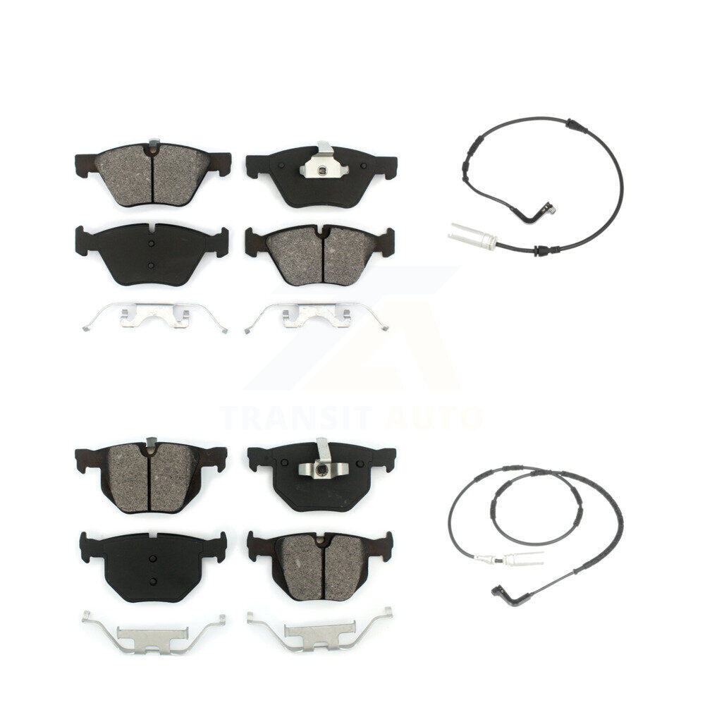 Semi-Metallic Disc Brake Pads And Wear Sensors Front Rear Kit For 2006 BMW 330i