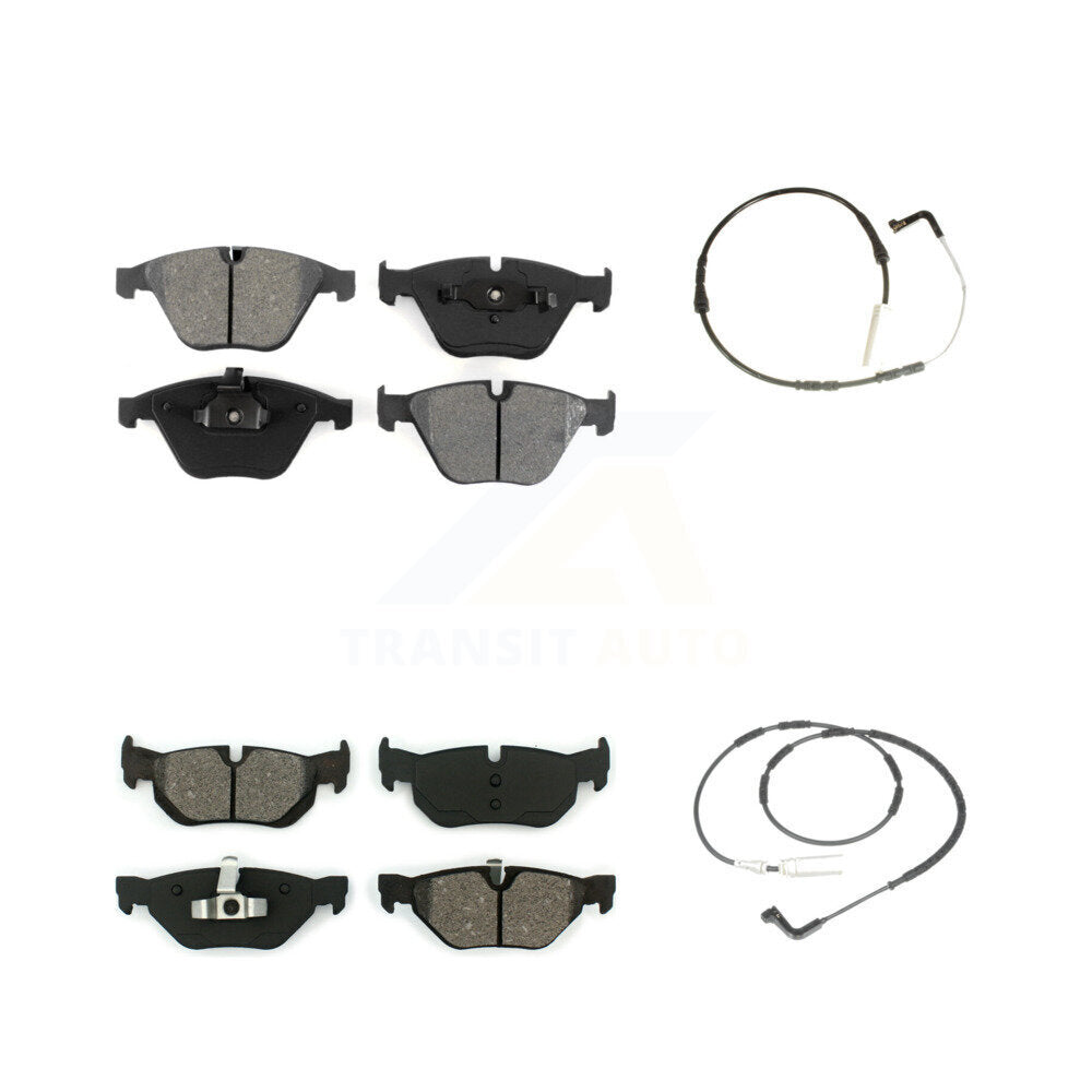 Semi-Metallic Disc Brake Pads And Wear Sensors Front Rear Kit For BMW 323i 328i