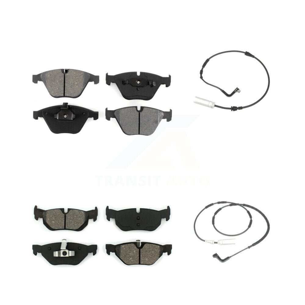 Semi-Metallic Disc Brake Pads And Wear Sensors Front Rear Kit For BMW 328i 323i