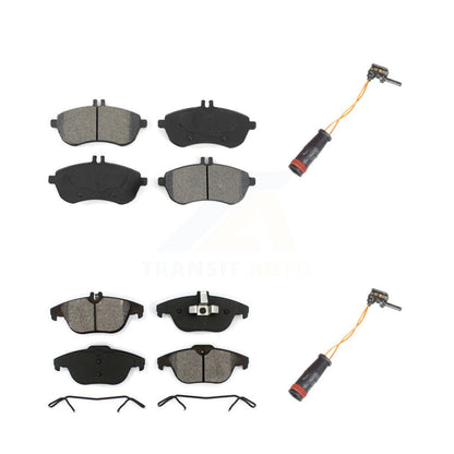 Semi-Metallic Brake Pad & Wear Sensor Front Rear Kit For Mercedes-Benz C300 C250