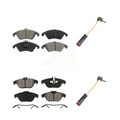 Semi-Metallic Brake Pad & Wear Sensor Front Rear Kit For Mercedes-Benz C300 C350