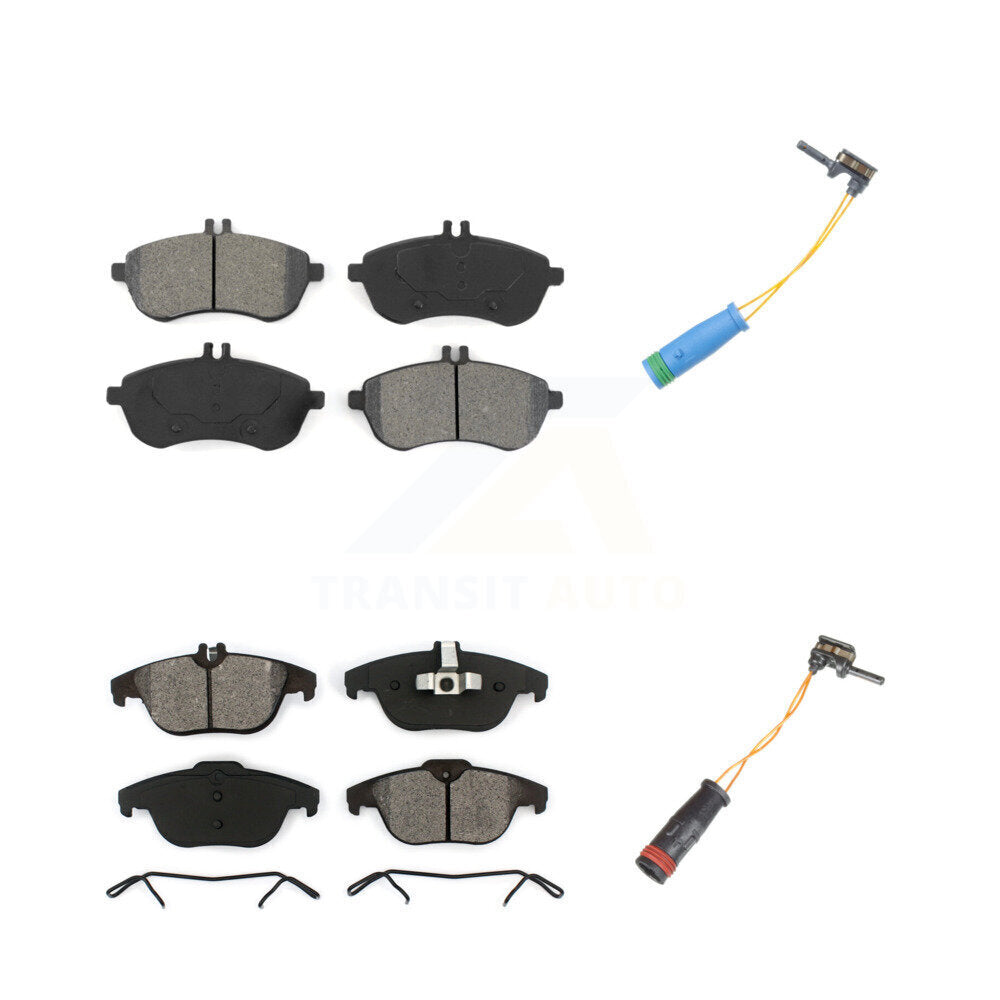 Semi-Metallic Brake Pad & Wear Sensor Front Rear Kit For Mercedes-Benz C250 1.8L
