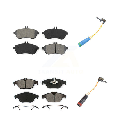 Semi-Metallic Brake Pad & Wear Sensor Front Rear Kit For Mercedes-Benz C250 1.8L