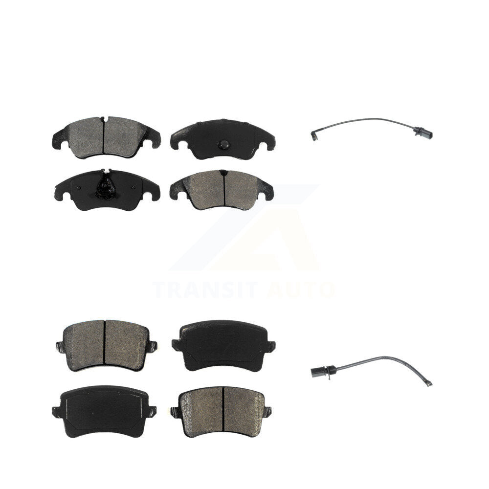 Semi-Metallic Disc Brake Pads And Wear Sensors Front Rear Kit For Audi Q5