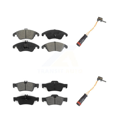 Semi-Metallic Brake Pad & Wear Sensor Front Rear Kit For Mercedes-Benz E350 E250