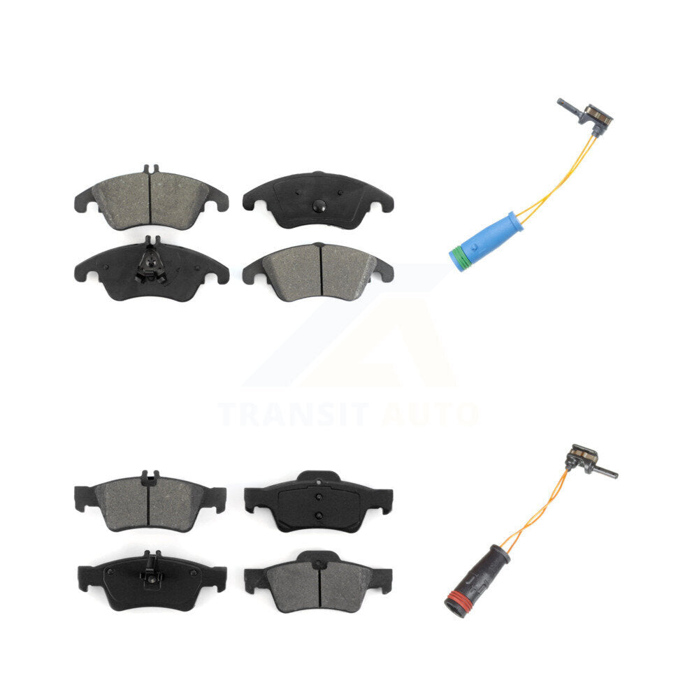 Semi-Metallic Disc Brake Pad & Wear Sensor Front Rear Kit For Mercedes-Benz E400