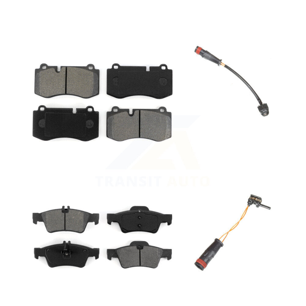Semi-Metallic Brake Pad & Wear Sensor Front Rear Kit For Mercedes-Benz S550 S450