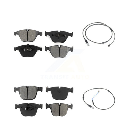 Semi-Metallic Brake Pad & Wear Sensor Front Rear Kit For BMW 535i Base with 3.0L