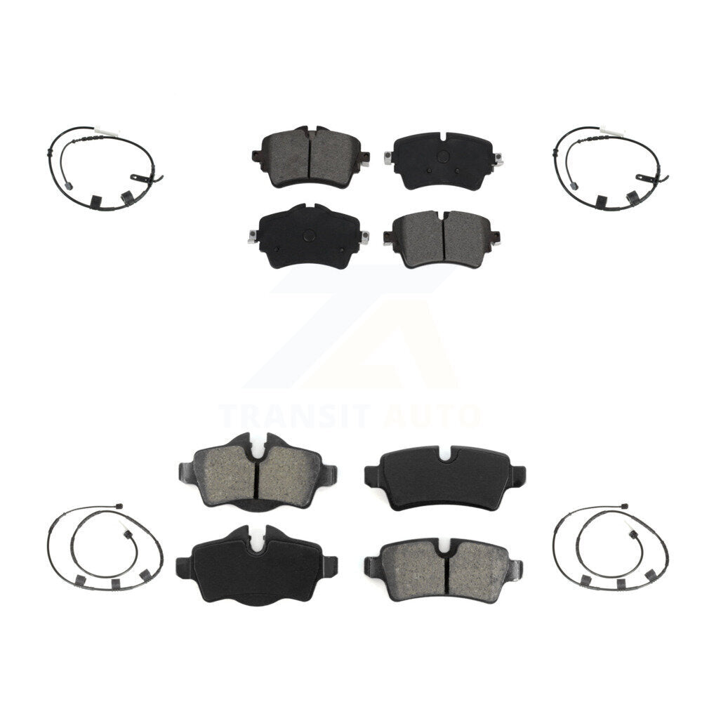 Semi-Metallic Brake Pad And Wear Sensor Front Rear Kit For 2015 Mini Cooper 1.6L
