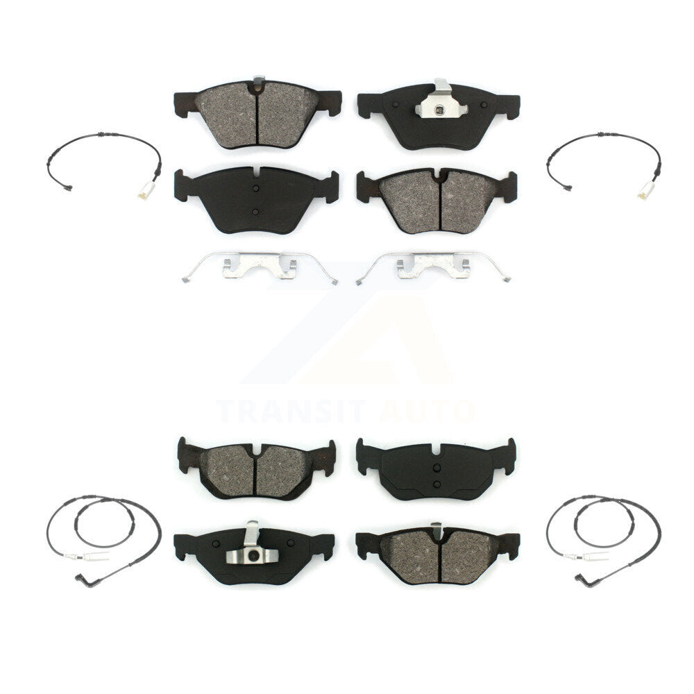 Semi-Metallic Disc Brake Pads And Wear Sensors Front Rear Kit For BMW 128i 3.0L