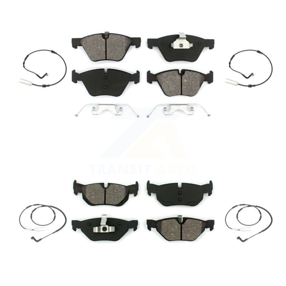 Semi-Metallic Brake Pad & Wear Sensor Front Rear Kit For BMW 128i 328i 323i 325i