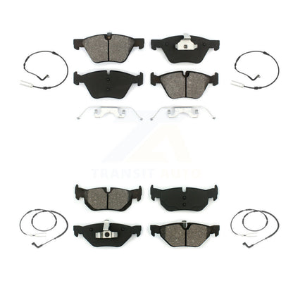 Semi-Metallic Brake Pad & Wear Sensor Front Rear Kit For BMW 128i 328i 323i 325i