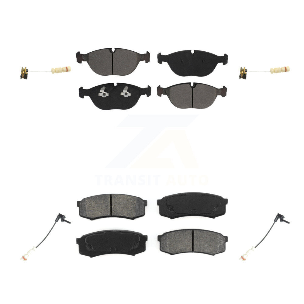Semi-Metallic Brake Pad And Wear Sensor Front Rear Kit For Mercedes-Benz C43 AMG