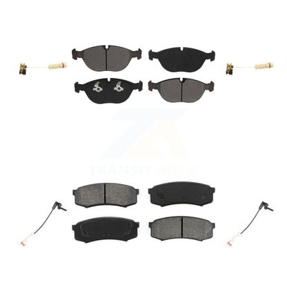 Semi-Metallic Brake Pad And Wear Sensor Front Rear Kit For Mercedes-Benz C43 AMG