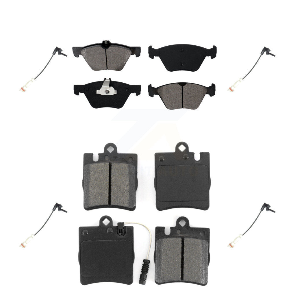 Semi-Metallic Brake Pads Extra Wear Sensor Front Rear Kit For Mercedes-Benz E320