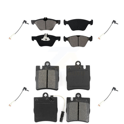 Semi-Metallic Brake Pads Extra Wear Sensor Front Rear Kit For Mercedes-Benz E320