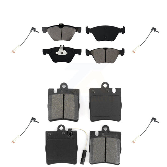 Semi-Metallic Brake Pads Extra Wear Sensor Front Rear Kit For Mercedes-Benz E320