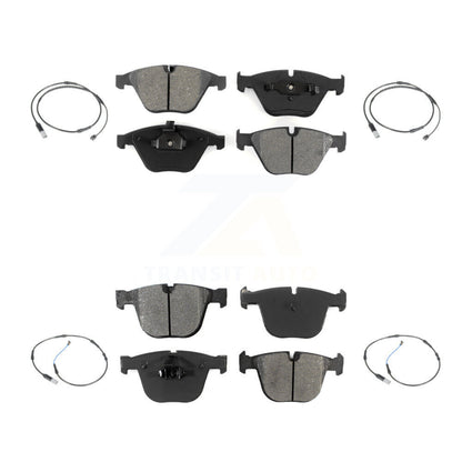 Semi-Metallic Brake Pad & Wear Sensor Front Rear Kit For BMW 535i Base with 3.0L