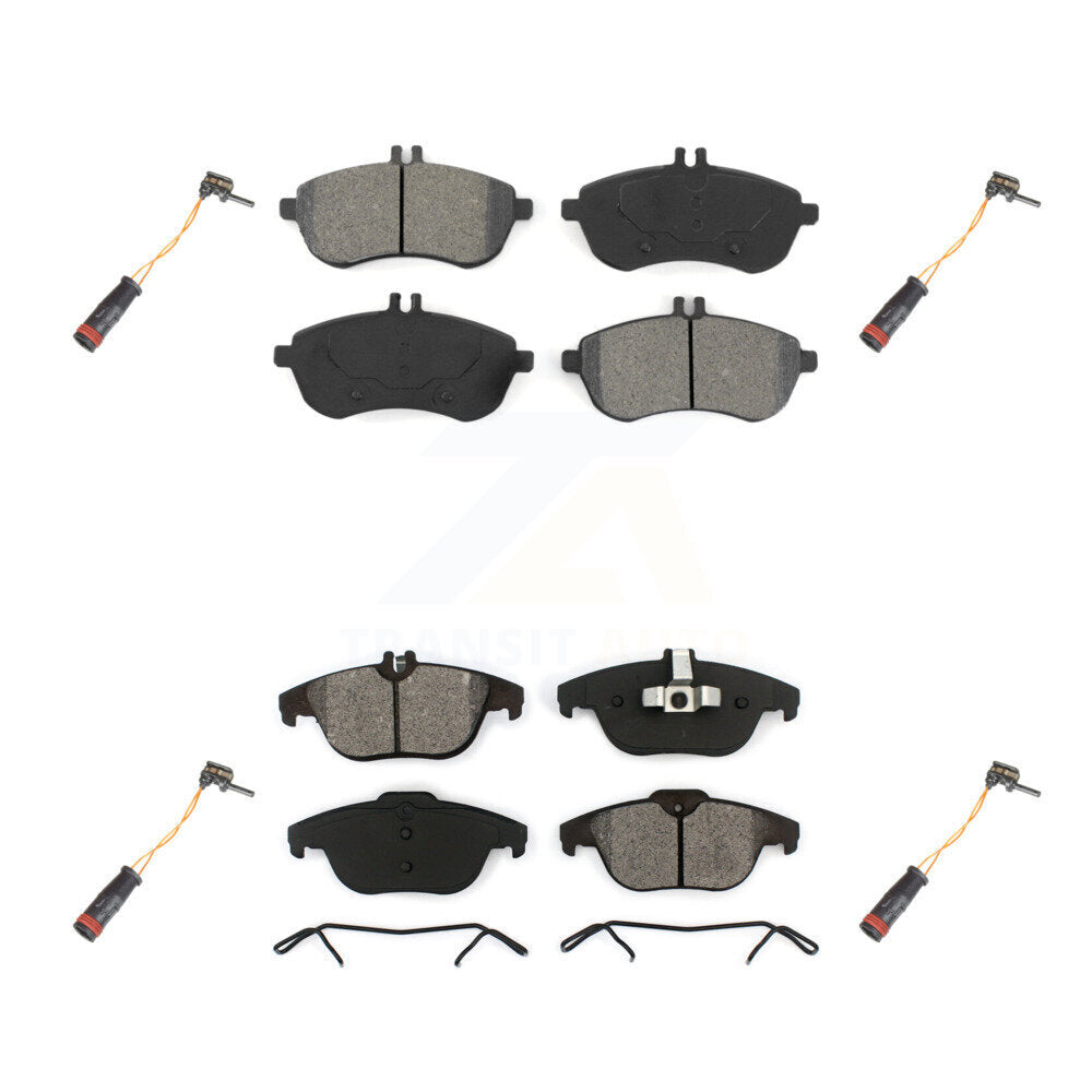Semi-Metallic Brake Pad & Wear Sensor Front Rear Kit For Mercedes-Benz C300 C250