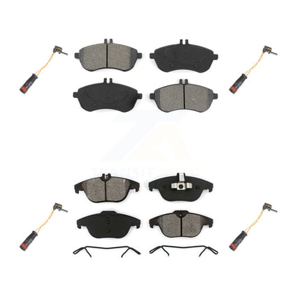 Semi-Metallic Brake Pad & Wear Sensor Front Rear Kit For Mercedes-Benz C300 C250