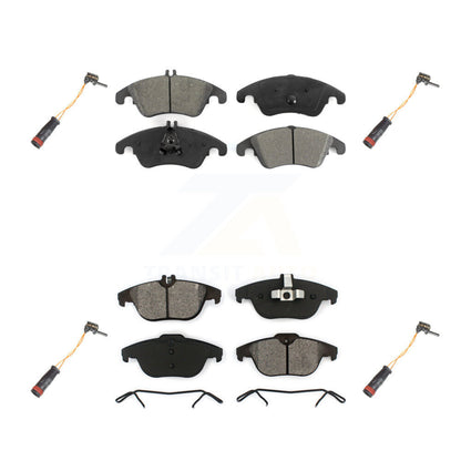 Semi-Metallic Brake Pad & Wear Sensor Front Rear Kit For Mercedes-Benz C300 C350
