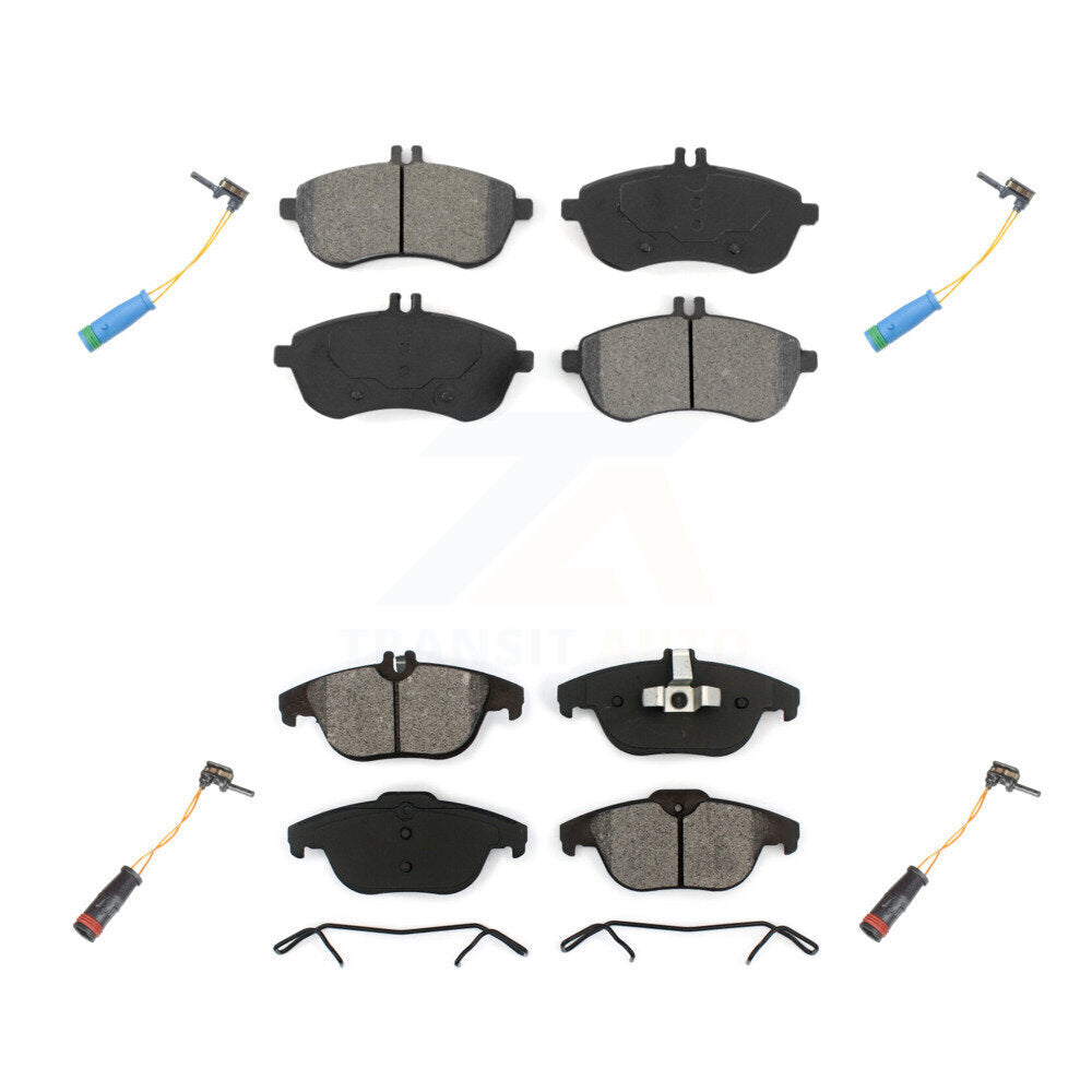 Semi-Metallic Brake Pad & Wear Sensor Front Rear Kit For Mercedes-Benz C250 1.8L