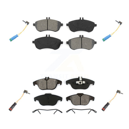 Semi-Metallic Brake Pad & Wear Sensor Front Rear Kit For Mercedes-Benz C250 1.8L