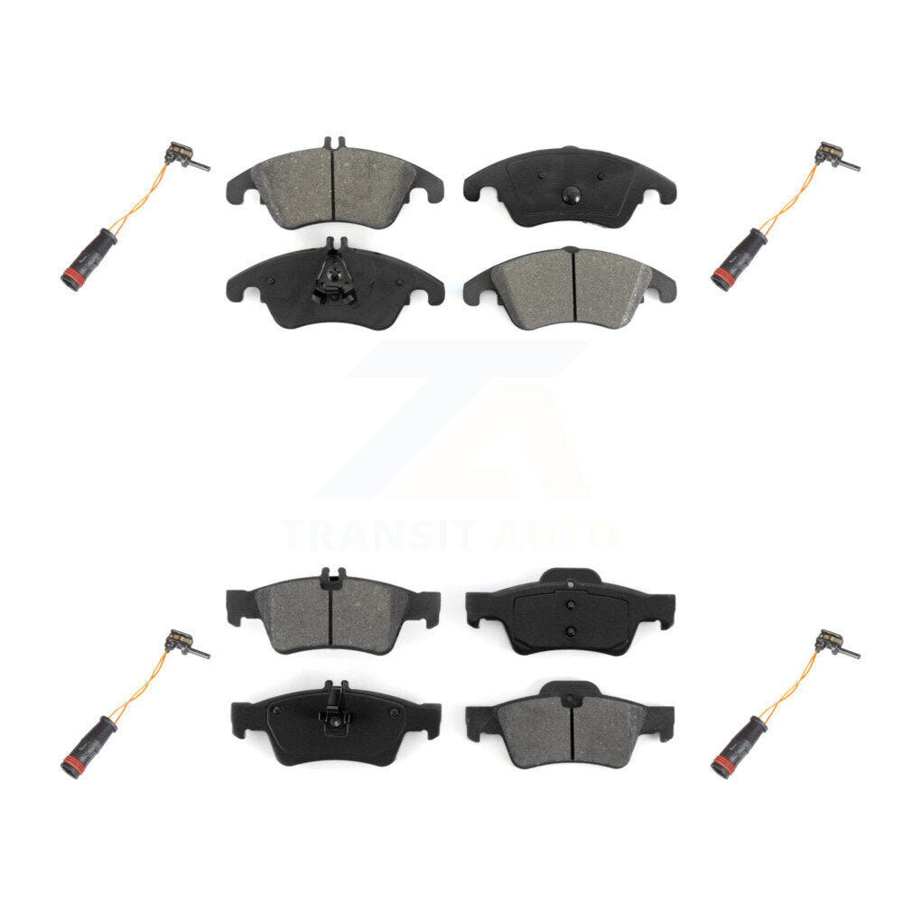 Semi-Metallic Brake Pad & Wear Sensor Front Rear Kit For Mercedes-Benz E350 E250