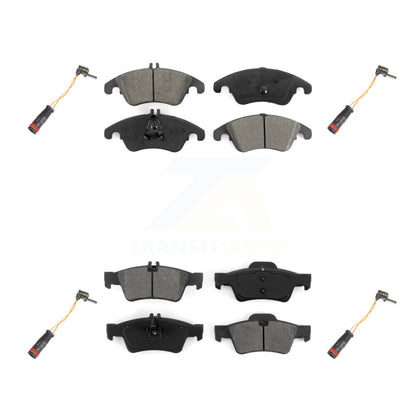 Semi-Metallic Brake Pad & Wear Sensor Front Rear Kit For Mercedes-Benz E350 E250