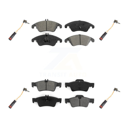 Semi-Metallic Brake Pad & Wear Sensor Front Rear Kit For Mercedes-Benz E350 E250