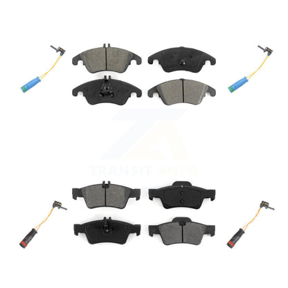 Semi-Metallic Disc Brake Pad & Wear Sensor Front Rear Kit For Mercedes-Benz E400