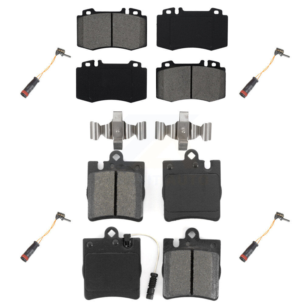 Semi-Metallic Brake Pads Extra Wear Sensor Front Rear Kit For Mercedes-Benz C230