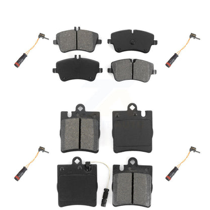 Semi-Metallic Brake Pads Extra Wear Sensor Front Rear Kit For Mercedes-Benz C280