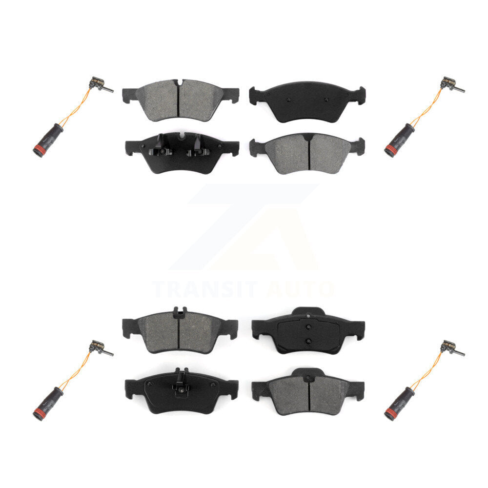 Semi-Metallic Brake Pads & Wear Sensor Front Rear Kit For Mercedes-Benz E350 AWD