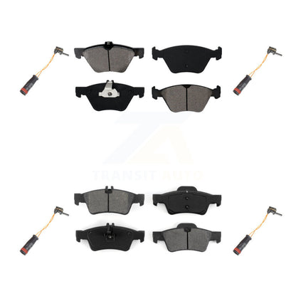 Semi-Metallic Brake Pad & Wear Sensor Front Rear Kit For Mercedes-Benz E350 E300
