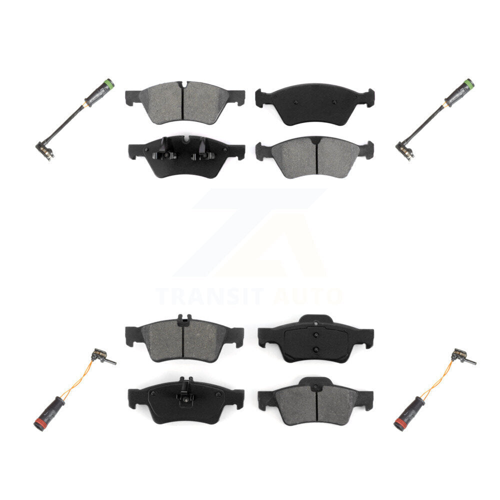 Semi-Metallic Disc Brake Pad & Wear Sensor Front Rear Kit For Mercedes-Benz E550