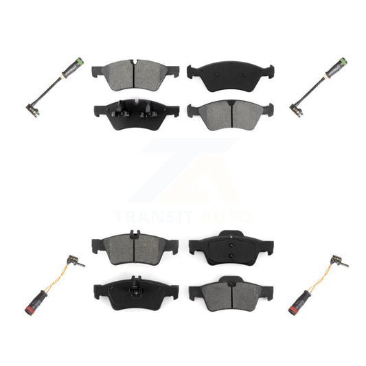 Semi-Metallic Disc Brake Pad & Wear Sensor Front Rear Kit For Mercedes-Benz E550