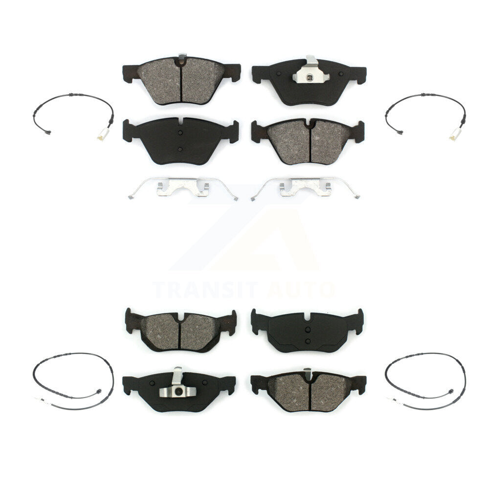 Semi-Metallic Disc Brake Pad & Wear Sensor Front Rear Kit For 2013 BMW 128i 3.0L