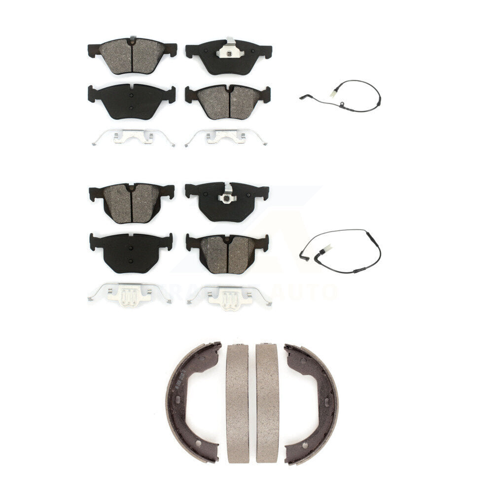 Semi-Metallic Disc Brake Pads And Wear Sensors Front Rear Kit (5Pc) For BMW 525i