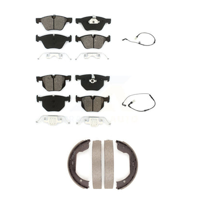 Semi-Metallic Disc Brake Pads And Wear Sensors Front Rear Kit (5Pc) For BMW 525i
