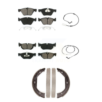 Semi-Metallic Disc Brake Pads And Wear Sensors Front Rear Kit (5Pc) For BMW 328i