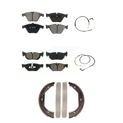 Semi-Metallic Disc Brake Pads And Wear Sensors Front Rear Kit (5Pc) For BMW 328i