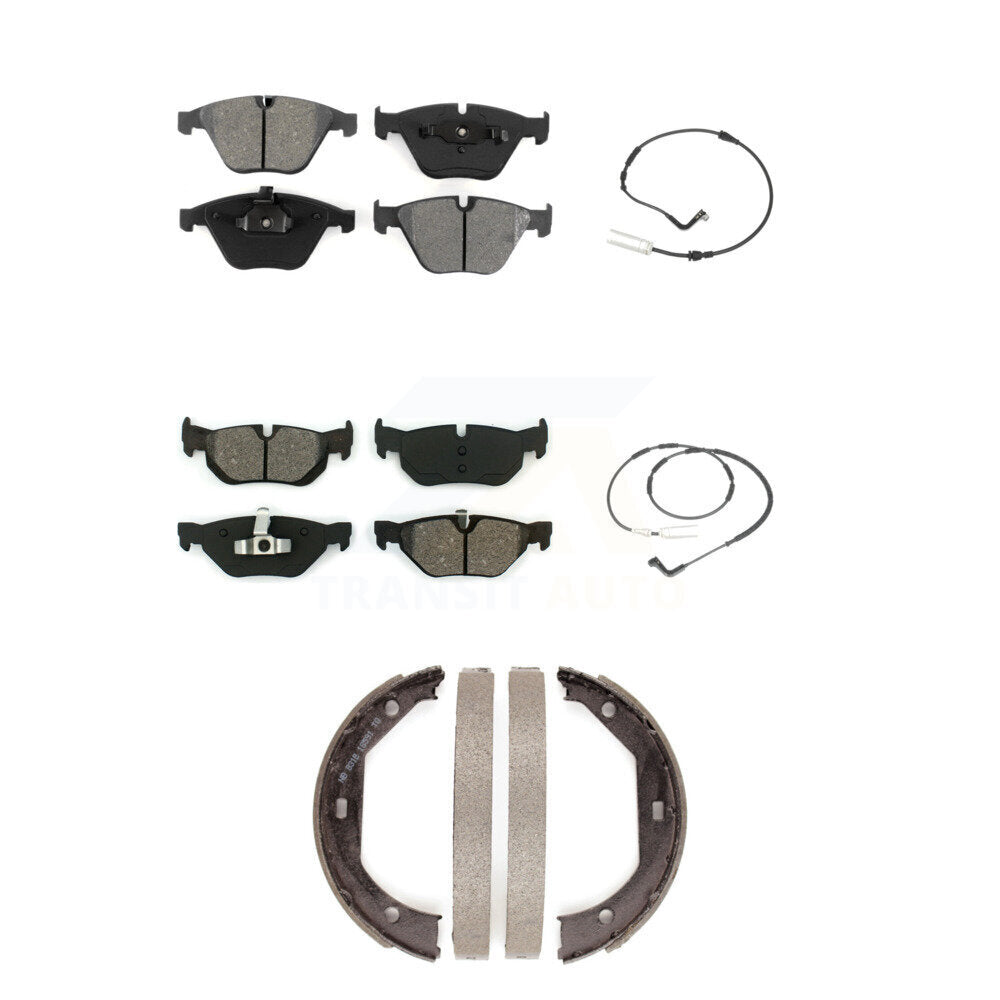 Semi-Metallic Disc Brake Pads And Wear Sensors Front Rear Kit (5Pc) For BMW 328i