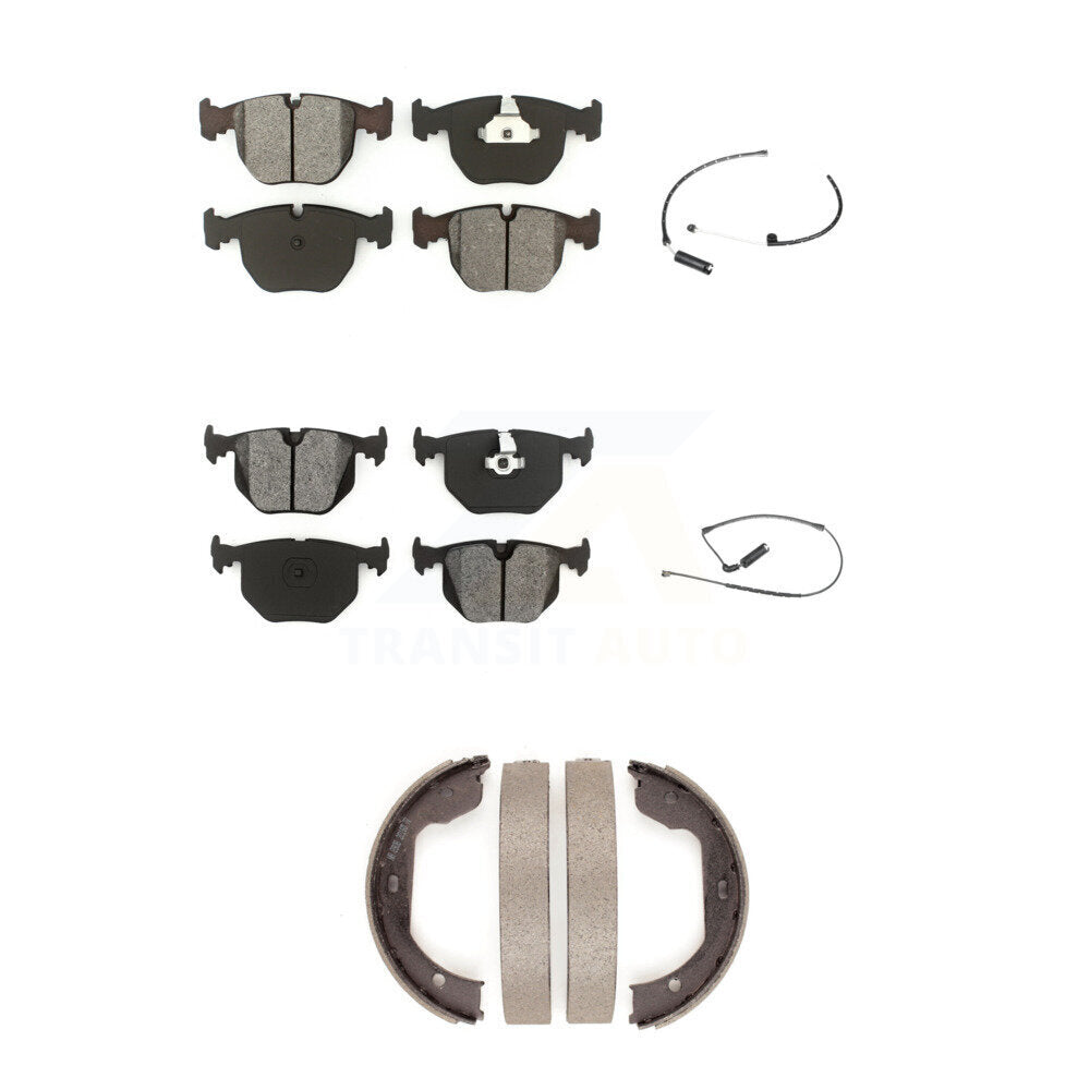 Semi-Metallic Disc Brake Pads And Wear Sensors Front Rear Kit (5Pc) For BMW X5