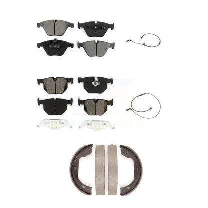 Semi-Metallic Brake Pad And Wear Sensor Front Rear Kit (5Pc) For BMW 535i xDrive
