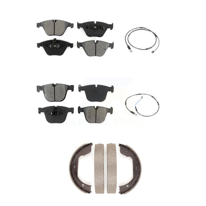 Semi-Metallic Disc Brake Pads And Wear Sensors Front Rear Kit (5Pc) For BMW 535i