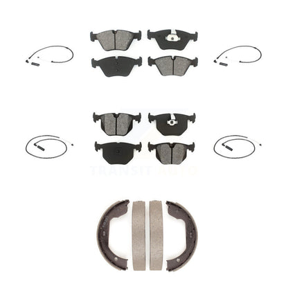 Semi-Metallic Brake Pads & Wear Sensor Front Rear Kit (7Pc) For 2004-2010 BMW X3