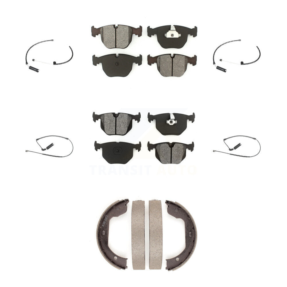 Semi-Metallic Disc Brake Pads And Wear Sensors Front Rear Kit (7Pc) For BMW X5